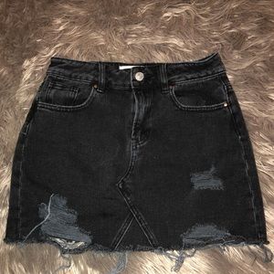 Pacsun Distressed black denim skirt